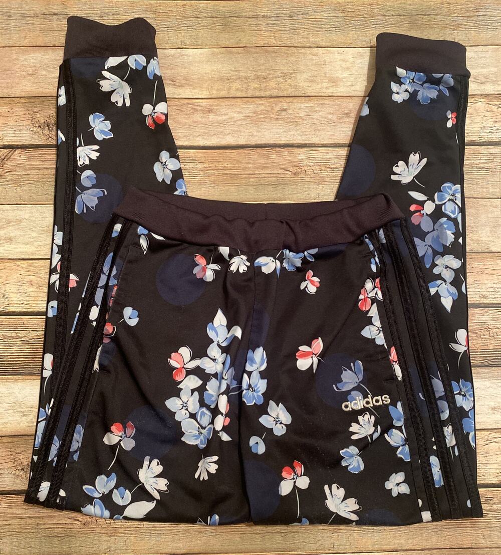 Adidas Girls size L(14) floral athletic jogger Pants